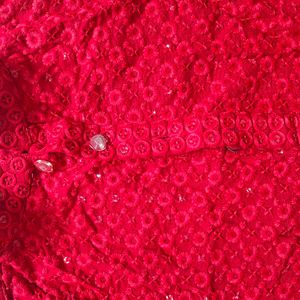 Red Embroidered Kurta