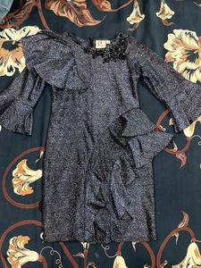 Shimmery Navy Blue Mini Midi Dress