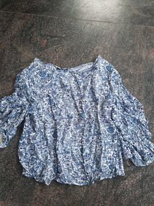 Blue & White Floral Blouse