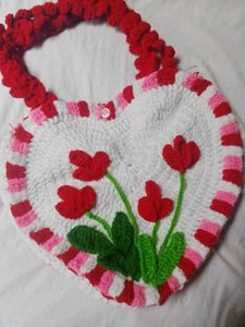 Crochet Heart Floral Bag 👜