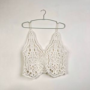 White Lace Crop Top