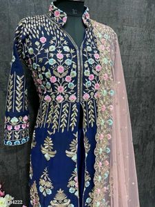 Blue Long Top With Lehenga