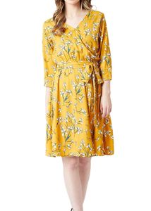 "Miss Olive" A Line Women Dress, Mustard Colour