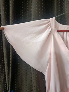 h&amp;m chiffon light pink v neck dress