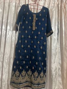 Navy Blue Embroidered Kurti Set