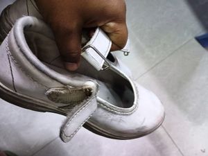 Girls White Coloured School Shoes
