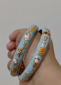 Enamel Adjustable Meenakari Kadas stack of 2