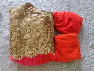 Women Orange Kurti Set