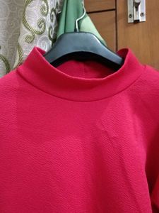Shein Red Mock Neck Top XS