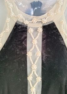 Gorgeous Black Velvet With Pearl Dress