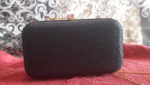 Elegant Black Glitter Clutch