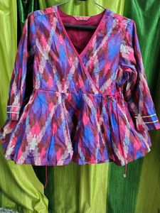 Colorful Ikat Wrap Top