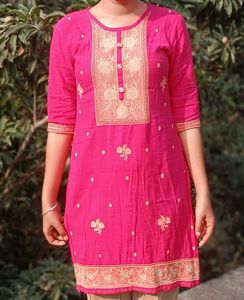 Pink Embroidered Kurti