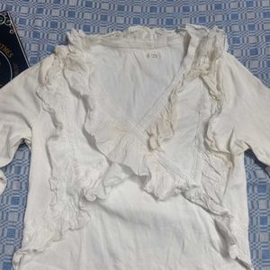 White Ruffle Top