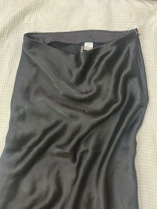 Satin Black Midi Skirt