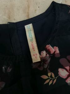 Pantaloons Nevy Blue Pink Floral Frock With Belt.