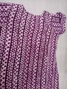 maroon Patterned Casual Dress