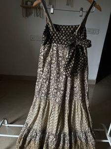 Brown&amp;Beige Printed Tiered Maxi Dress