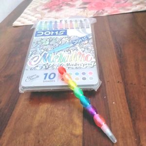 Doms Metallic Marker Pens + Rainbow Pencil