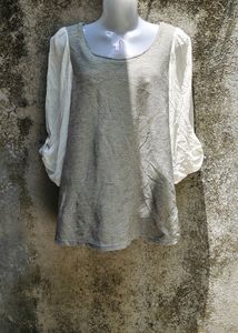 CUTE KOREAN GREY  AND OFF WHITE TOP