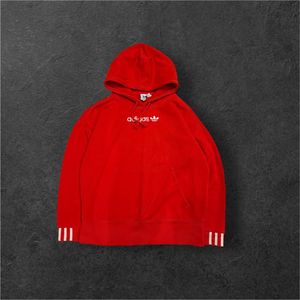 Adidas Red Trefoil Hoodie Pullover Sweatshirt