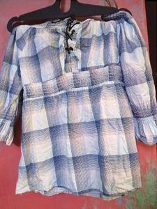 Checkered Off-Shoulder Top