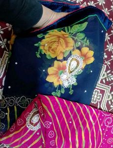 Chunderi Saree With Handwork