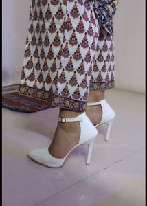 Chic White Heels with Ankle Strap