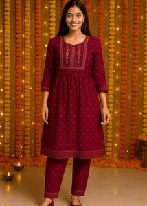 "💃 Elegant Maroon Kurta Set | Ethnic Wear ✨"