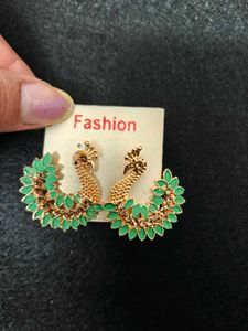 Green Peacock Earrings