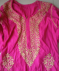 Pink Embroidered Kurta