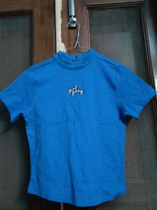 Blue Girl Gang Ribbed Top