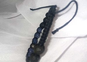 Lava Stone & Blue Bead Bracelet
