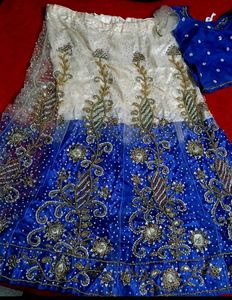 Elegant Blue and White Lahenga Set