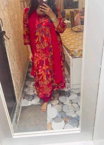 Elegant Pink Printed Kurta Set