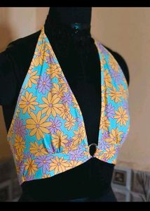 Floral Halter Crop Top Size 34 to 36 inches