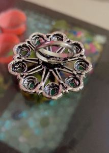 Silver Tone Floral Ring