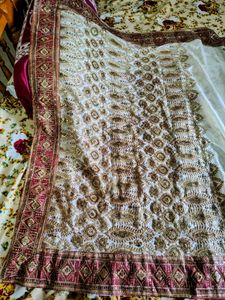 Embroidered Indian White Saree