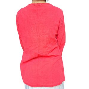 Elegant Red Embroidered Kurti with Mirror Work