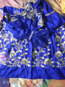 fabric silk blue lehnga