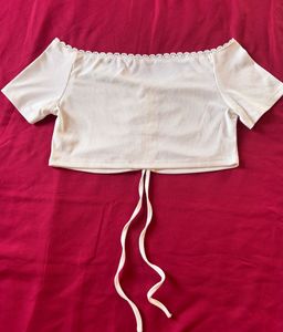 Shein White Drawstring Crop Top