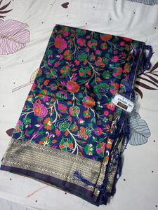 KASHMIRI PASHMINI SAREE WITH BLOUSE PIECE