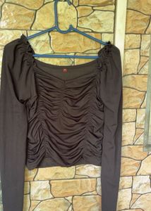 Ruched Long Sleeve Crop Top
