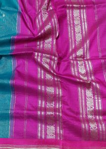 Teal &amp; Pink Silk Saree