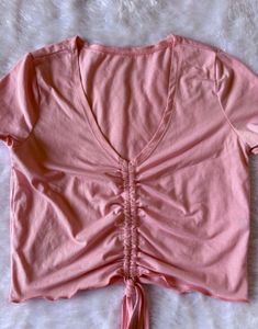 Shein Pink Drawstring Crop Top