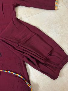 Maroon Embroidered Kurta Set