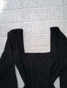 Black Corset Back Kurti With White Lace