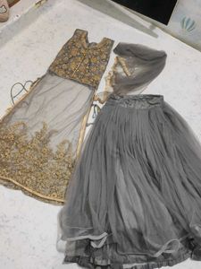 Elegant Grey Embroidered Lehenga Choli