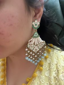 Lotus Earrings Sky Blue Pearl
