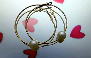 Elegant Gold Hoop Earrings with Pearl Accents🦪